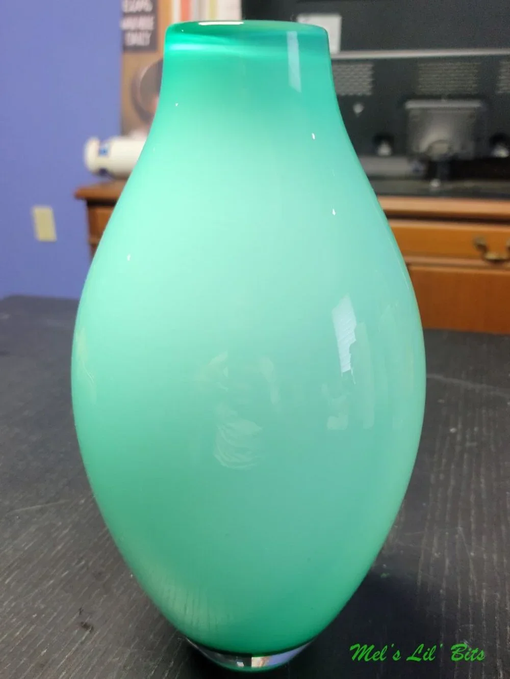 Crate & Barrel Splash Vase In Blue Green Salt Made in Poland